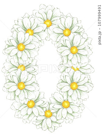 Hand drawn watercolor chamomile wreath frame isolated on white background. Can be used for print, postcard, poster, decoration and other printed products. Hand drawn watercolor chamomile wreath frame isolated on white background. Can be used for print, postcard, poster, decoration and other printed products. 107999491