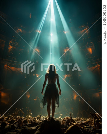 Fictional woman artist on stage of luxury concert hall AI 108000552