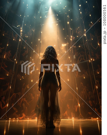Fictional sexy woman artist on stage of luxury concert hall AI Fictional sexy woman artist on stage of luxury concert hall AI 108000561