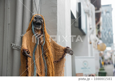 Hanging ghost at Haji Lane, Singapore. Halloween decor 108001581