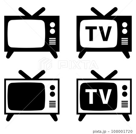 レトロなテレビのアイコンセット 黒 108001720