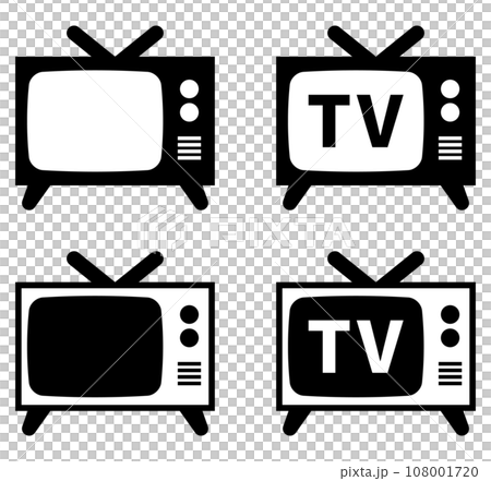 復古電視圖示設定黑色 復古電視圖示設定黑色 108001720