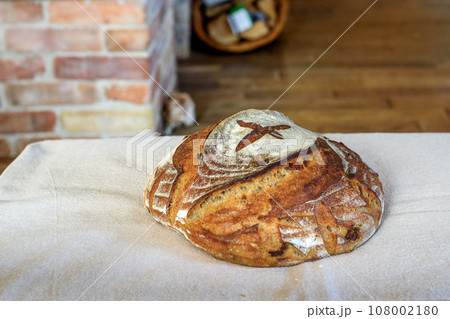 Traditional sourdough bread, close-up view 108002180
