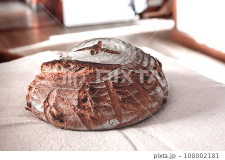 Traditional sourdough bread, close-up view 108002181