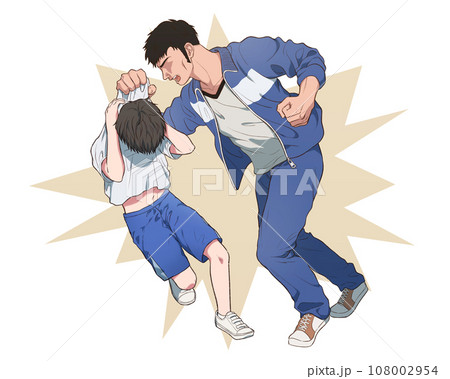 男性教師が生徒に体罰を与えいるイラスト 108002954