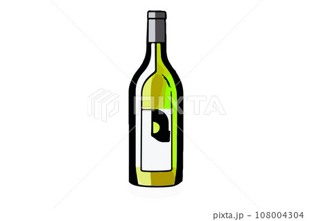 Vector wine watercolor bottle isolated on transparent background. 108004304