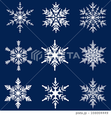 様々な雪の結晶のセット 108004449