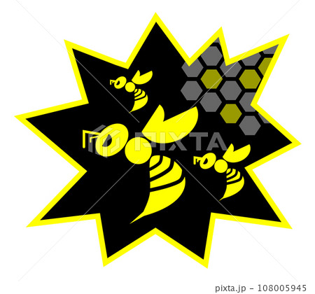 危険で獰猛なスズメ蜂の危険を知らせる警告看板イラスト 危険で獰猛なスズメ蜂の危険を知らせる警告看板イラスト 108005945