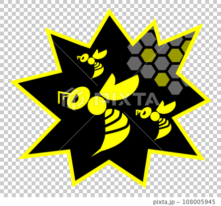 危険で獰猛なスズメ蜂の危険を知らせる警告看板イラスト 危険で獰猛なスズメ蜂の危険を知らせる警告看板イラスト 108005945