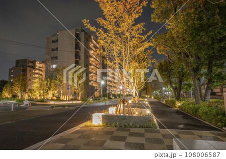 ライトアップされた夜のマンション ライトアップされた夜のマンション 108006587