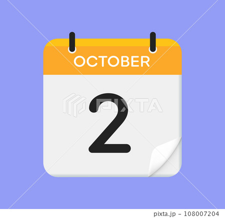 October 2. Calendar date. A leaf of the flip calendar. October 2. Calendar date. A leaf of the flip calendar. 108007204