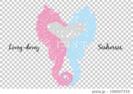 Seahorse making a heart symbol with a kiss 108007359