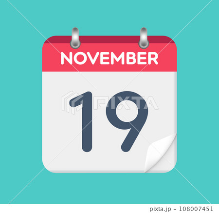 December 19. Calendar date. A leaf of the flip calendar. 108007451