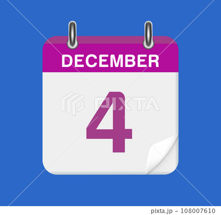 December 4. Calendar date. A leaf of the flip calendar. 108007610