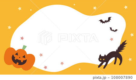 ハロウィンかぼちゃのかわいい背景フレームイラスト ハロウィンかぼちゃのかわいい背景フレームイラスト 108007890