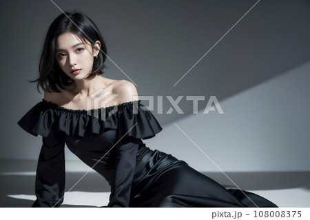 黒いセクシーなドレスを着た女性(AI生成画像) 黒いセクシーなドレスを着た女性(AI生成画像) 108008375
