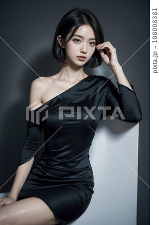 黒いセクシーなドレスを着た女性(AI生成画像) 黒いセクシーなドレスを着た女性(AI生成画像) 108008381