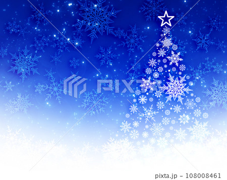 雪の結晶のクリスマスツリーのイラスト背景 雪の結晶のクリスマスツリーのイラスト背景 108008461