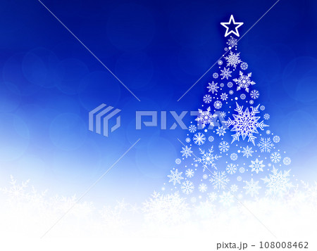 雪の結晶のクリスマスツリーのイラスト背景 雪の結晶のクリスマスツリーのイラスト背景 108008462