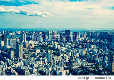 東京の都市風景 六本木からの俯瞰 三田~高輪方面 2023.10 暖色寒色強調 東京の都市風景 六本木からの俯瞰 三田~高輪方面 2023.10 暖色寒色強調 108008478