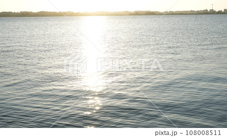 霞ヶ浦の湖面に写る陽の光 108008511