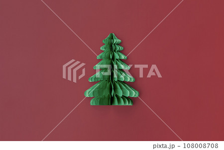 Greeting card from paper Christmas tree. 108008708