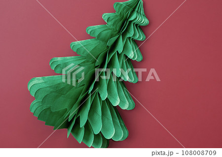 Greeting card from paper Christmas tree. 108008709