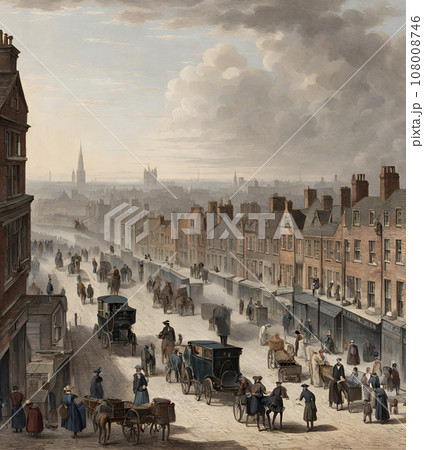 19世紀ヨーロッパの街並みイラスト1(写実的) 19世紀ヨーロッパの街並みイラスト1(写実的) 108008746