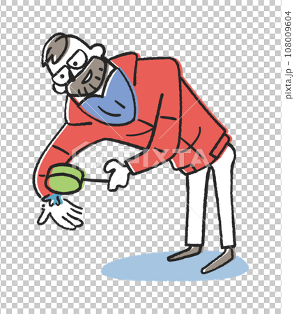 神社のお手水でお清めをしている外国人観光客　イラスト素材 108009604