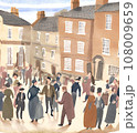 19世紀ヨーロッパの街並みイラスト1（水彩イラスト風） 108009659