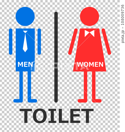 男子トイレと女性用メイク室の案内を表示する看板イラスト 108009736