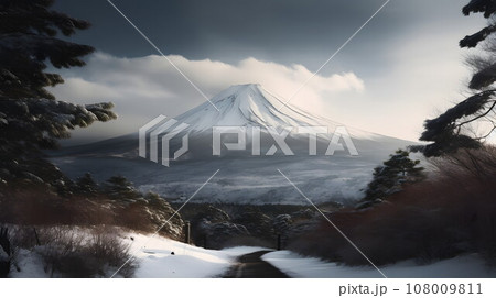 冬の雄大なる富士山 No.016　AI生成画像 108009811
