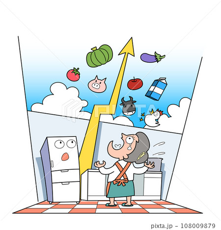 青天井の値上げに嘆く主婦 青天井の値上げに嘆く主婦 108009879