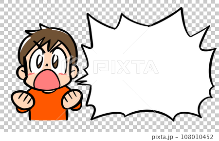 Boy emphasizing with angry face and speech bubble 108010452
