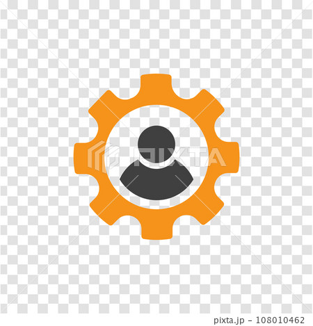Man in gear icon. Man and cog sign Man in gear icon. Man and cog sign 108010462