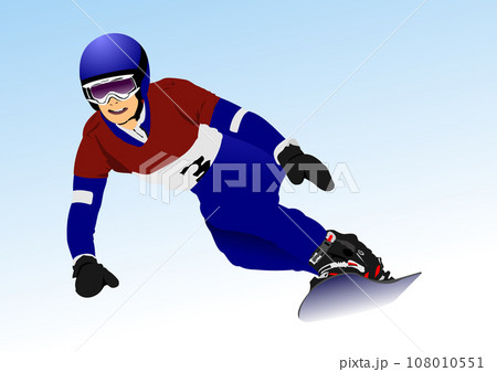 Snowboard boy silhouette. Vector Snowboard boy silhouette. Vector 108010551