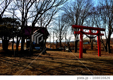 白老郡白老町 社台稲荷神社の鳥居と社殿 108010826