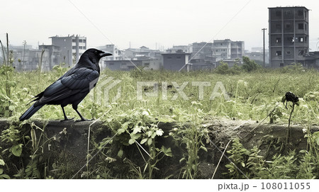 野生のカラス　背景素材 108011055