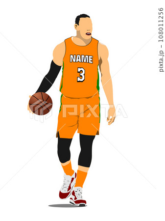 Basketball player silhouettes. Colored Vector Basketball player silhouettes. Colored Vector 108011256