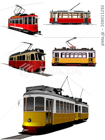 City transport. Set of Old Trams. Colored Vector City transport. Set of Old Trams. Colored Vector 108011292