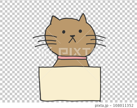 ダンボールに入って無表情の猫 108011352