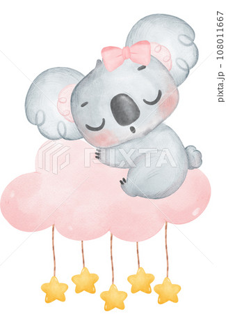 Adorable Baby Koala for Baby Shower and Nursery - Watercolor Art 108011667