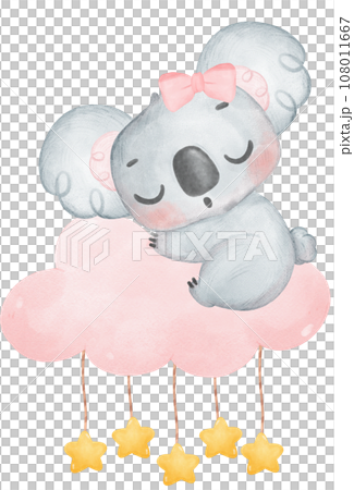 Adorable Baby Koala for Baby Shower and Nursery - Watercolor Art 108011667