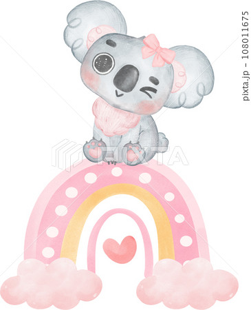 Adorable Baby Koala for Baby Shower and Nursery - Watercolor Art 108011675