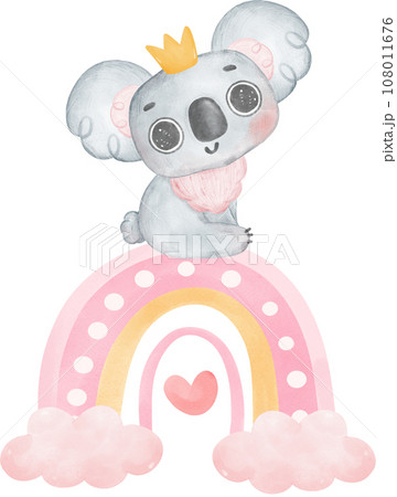 Adorable Baby Koala for Baby Shower and Nursery - Watercolor Art 108011676
