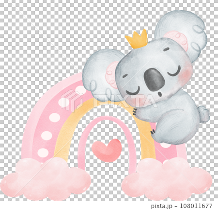 Adorable Baby Koala for Baby Shower and Nursery - Watercolor Art 108011677