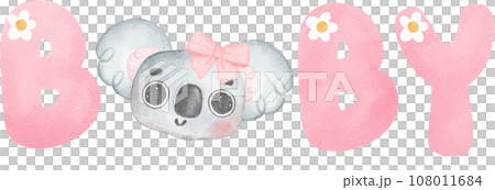 Adorable Baby Koala for Baby Shower and Nursery - Watercolor Art 108011684