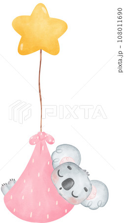 Adorable Baby Koala for Baby Shower and Nursery - Watercolor Art 108011690