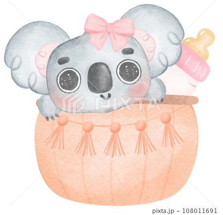 Adorable Baby Koala for Baby Shower and Nursery - Watercolor Art 108011691