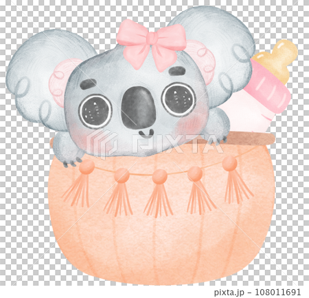 Adorable Baby Koala for Baby Shower and Nursery - Watercolor Art 108011691